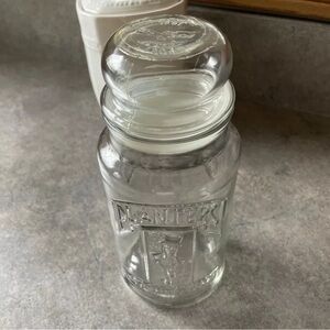 Vintage Planters 75th Anniversary Mr. Peanut 1981 Glass Jar Canister w Lid